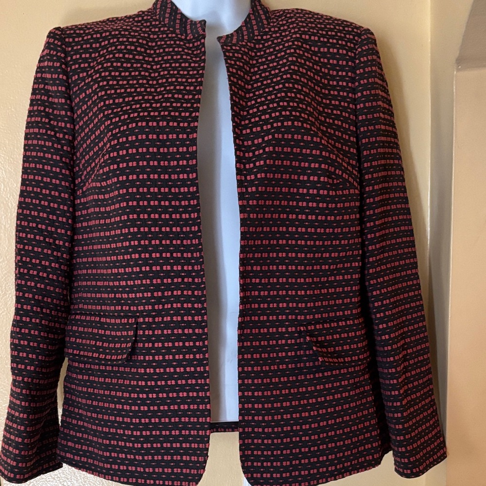Anne Klein Black and Red Striped Blazer size 4